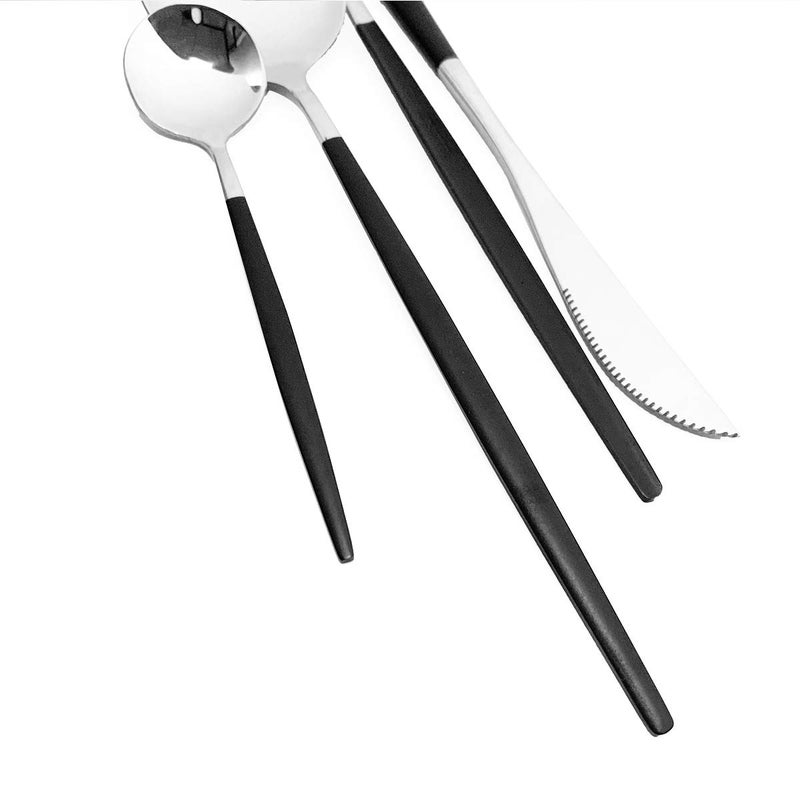 Gugrida 40-Piece Silverware Set 18/10 Stainless Steel Reusable Utensils Forks Spoons Knives Set, Mirror Polished Cutlery Flatware Set, Great for Family Gatherings & Daily Use (Service for 10, Black Silver) - Image 5